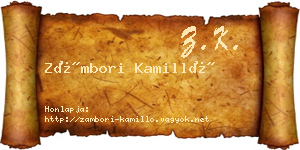 Zámbori Kamilló névjegykártya
